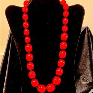 Angela Caputi 25.5” red resin bead necklace.